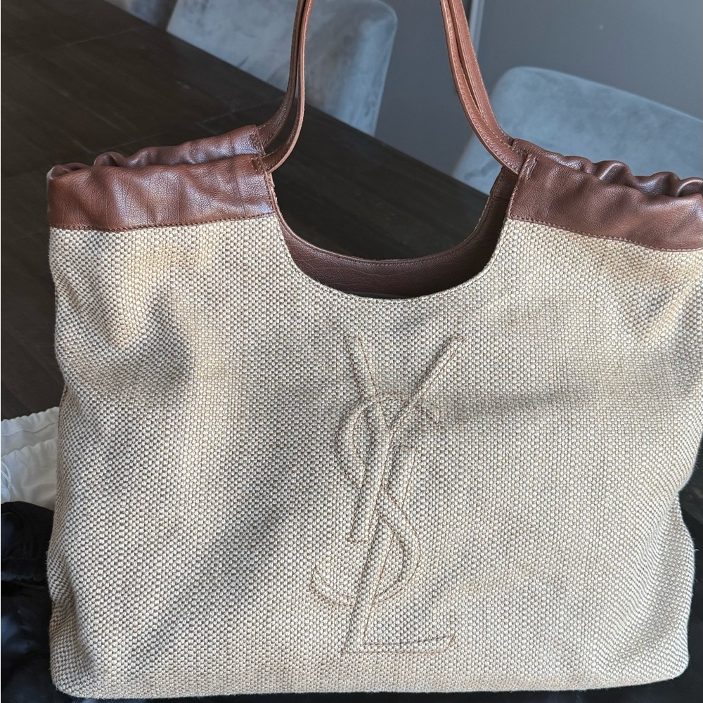 YSL LINEN BELLE DE JOUR CABAS TOTE